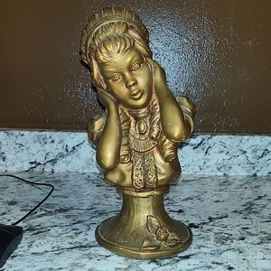 Vintage J. Kendrick Gold Decorative Bust Statue